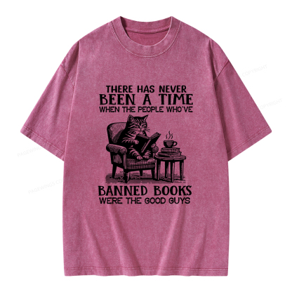Pagewings Cats Reading Books Are Prohibited From Having Books Unisex Washed T-shirt