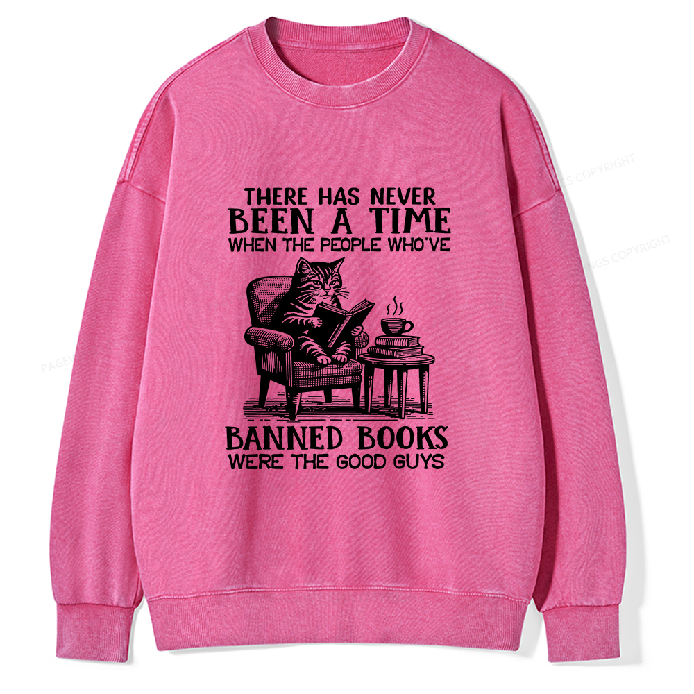 Pagewings Cats Reading Books Are Prohibited From Having Books Unisex Washed Sweatshirt