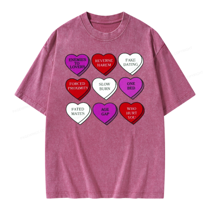 Pagewings Valentine’s Day Shirt, Book Tropes Shirt Unisex Washed T-shirt