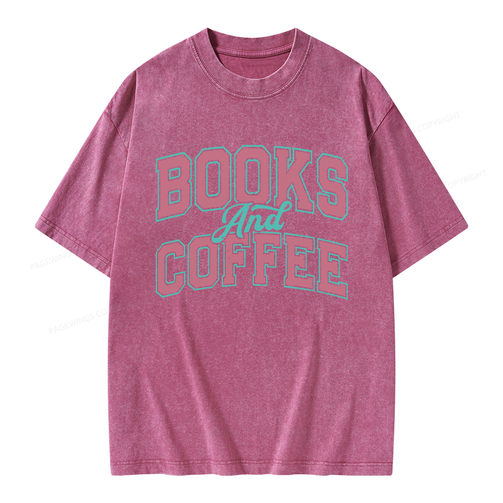 Pagewings Books and Coffee Unisex Washed T-shirt