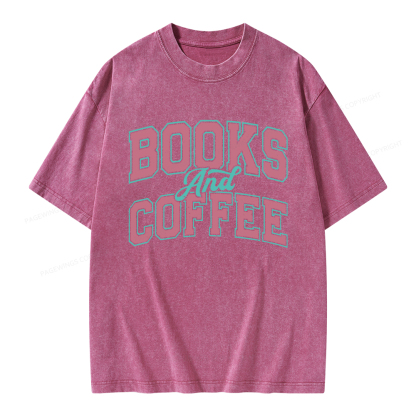 Pagewings Books and Coffee Unisex Washed T-shirt