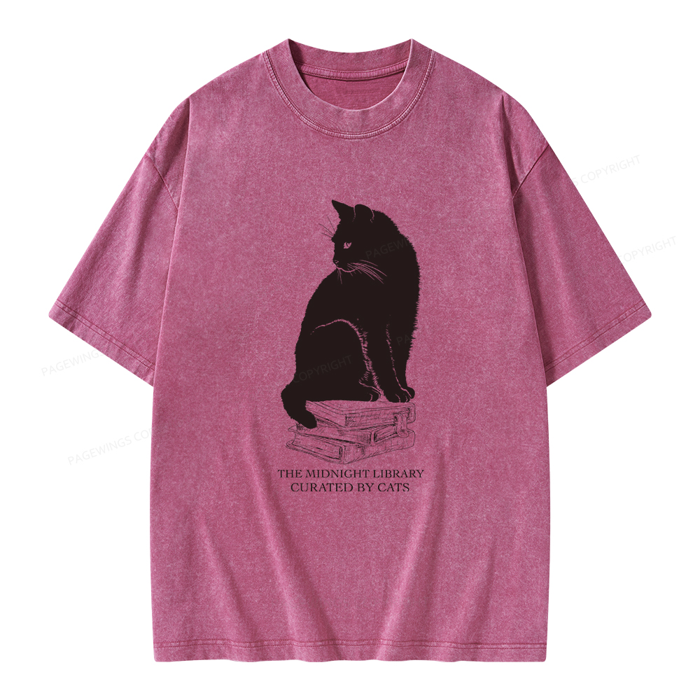 Pagewings The Midnight Library Curated By Cats Unisex Washed T-shirt