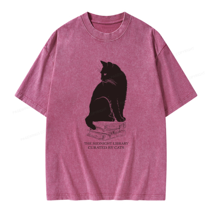 Pagewings The Midnight Library Curated By Cats Unisex Washed T-shirt