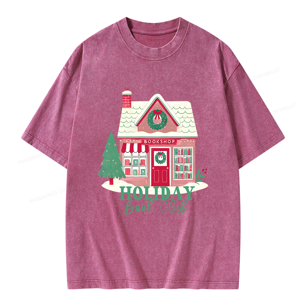 Pagewings Holiday Book Club Unisex Washed T-shirt