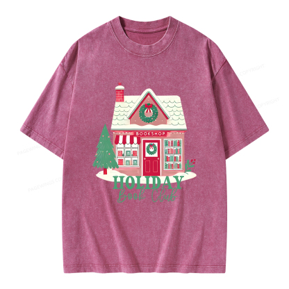 Pagewings Holiday Book Club Unisex Washed T-shirt
