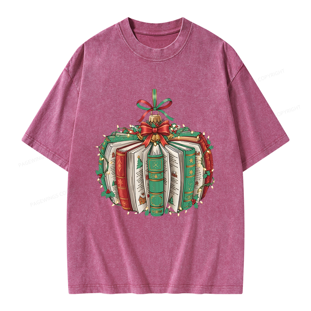 Pagewings Christmas Book Unisex Washed T-shirt