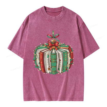 Pagewings Christmas Book Unisex Washed T-shirt