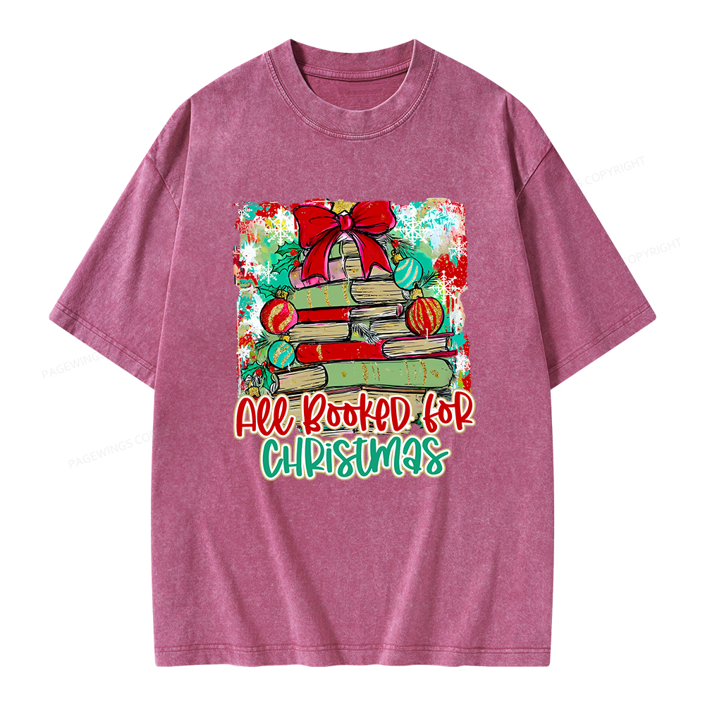 Pagewings Preppy All Booked For Christmas Unisex Washed T-shirt