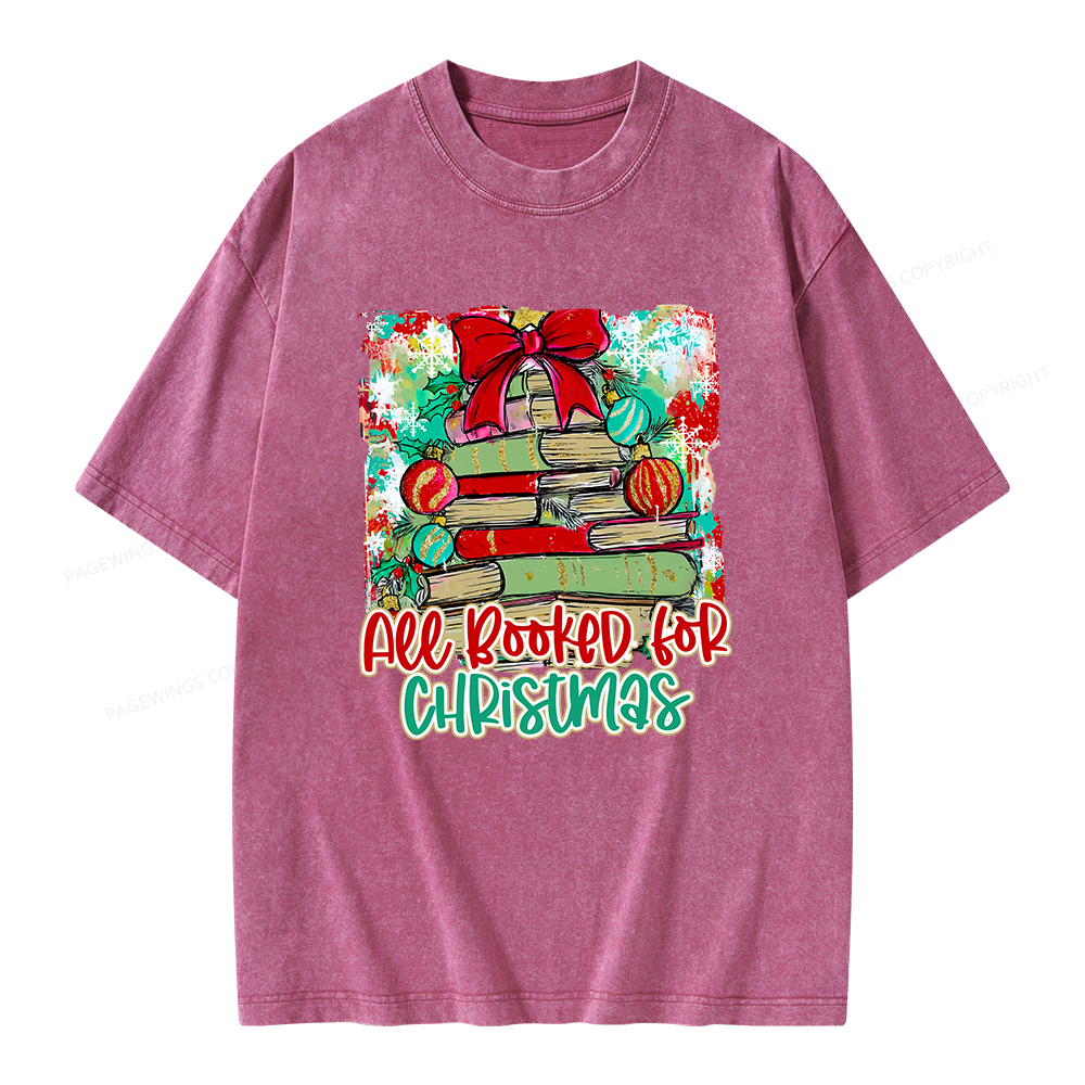 Pagewings Preppy All Booked For Christmas Unisex Washed T-shirt
