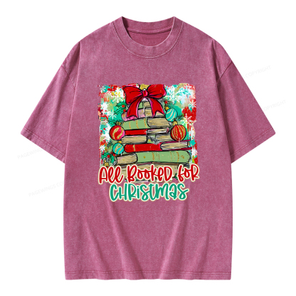 Pagewings Preppy All Booked For Christmas Unisex Washed T-shirt