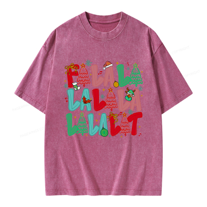 Pagewings Fa-la-la-la-la La-la-la-Lit Unisex Washed T-shirt