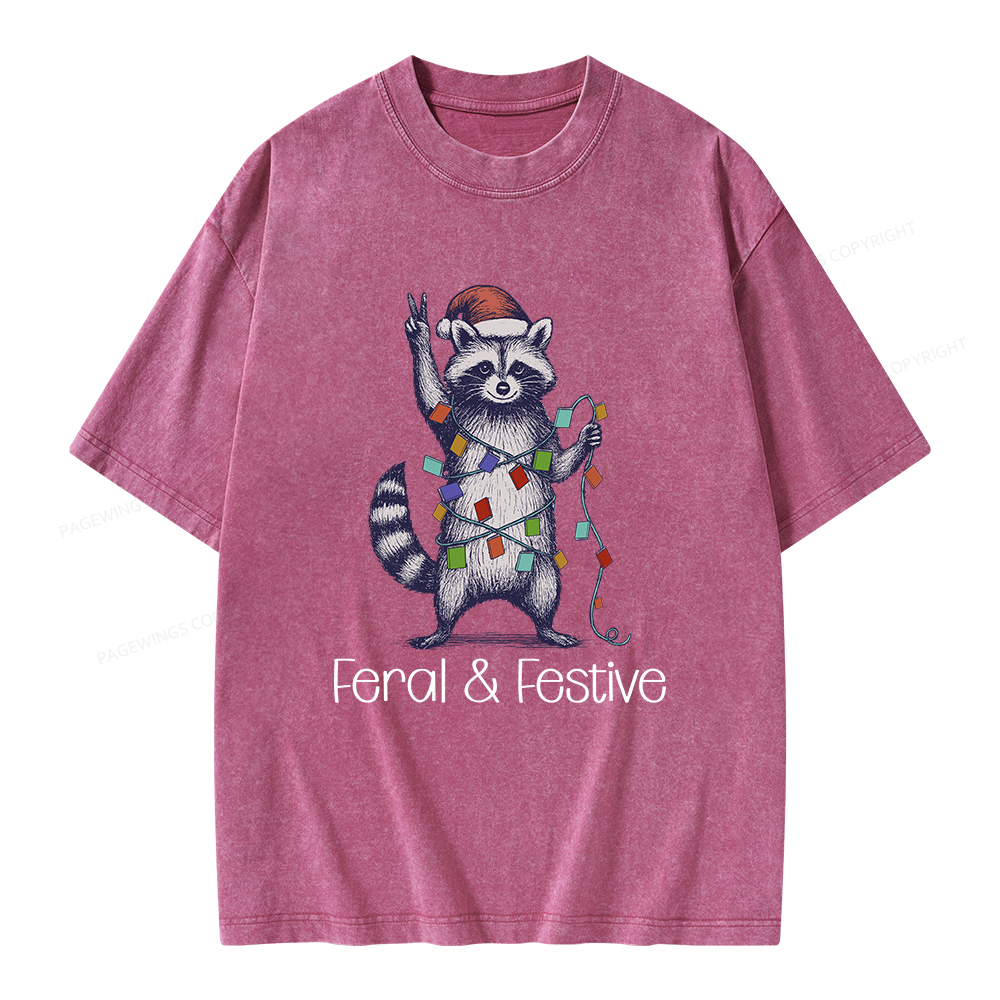 Pagewings Feral and Festive Unisex Washed T-shirt