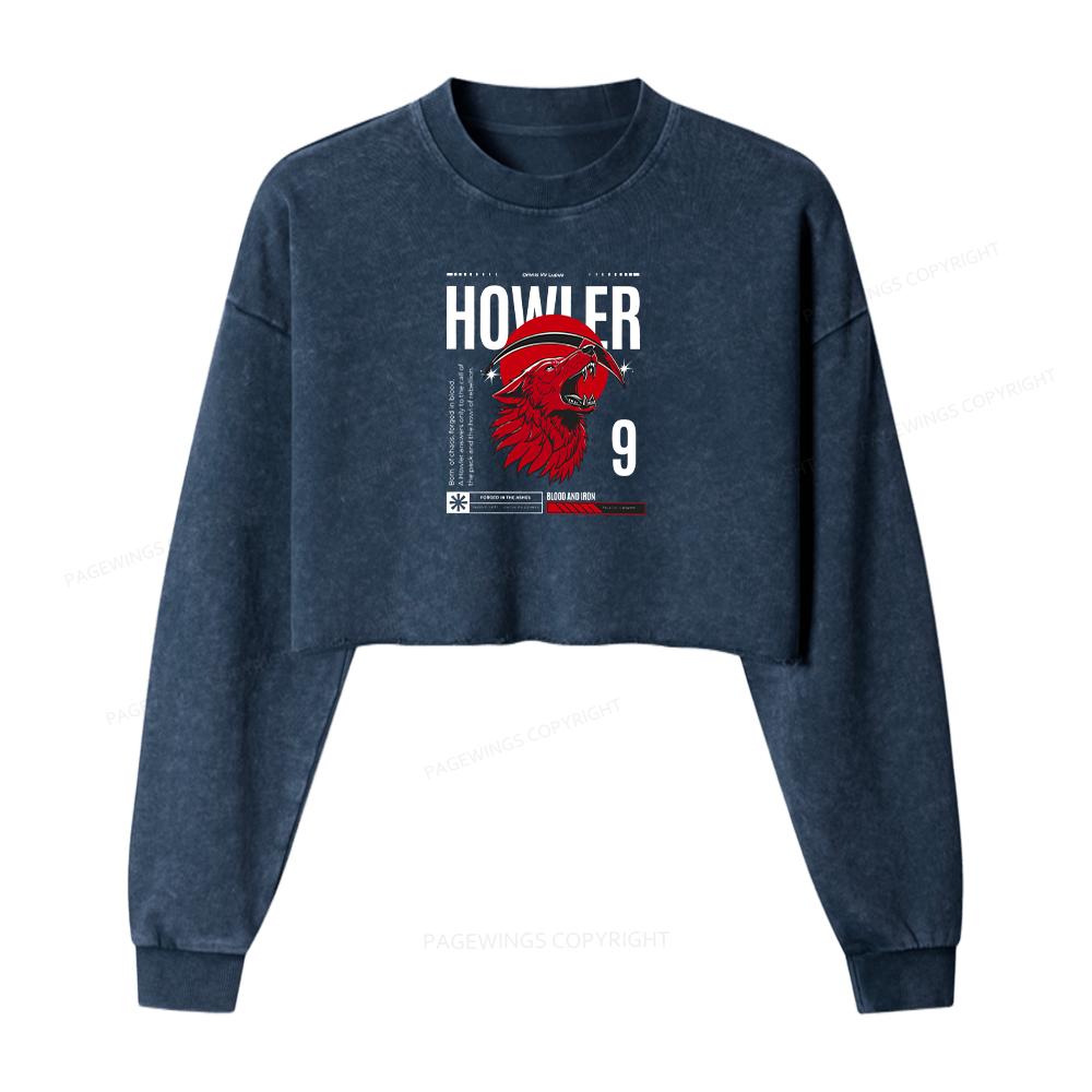 Pagewings Howler Women Washed Crop Sweatshirt
