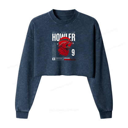 Pagewings Howler Women Washed Crop Sweatshirt