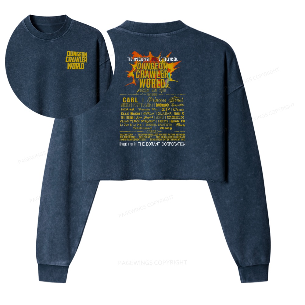 Pagewings Fuel Your Imagination With Sci-Fi World Tour Women Washed Crop Sweatshirt