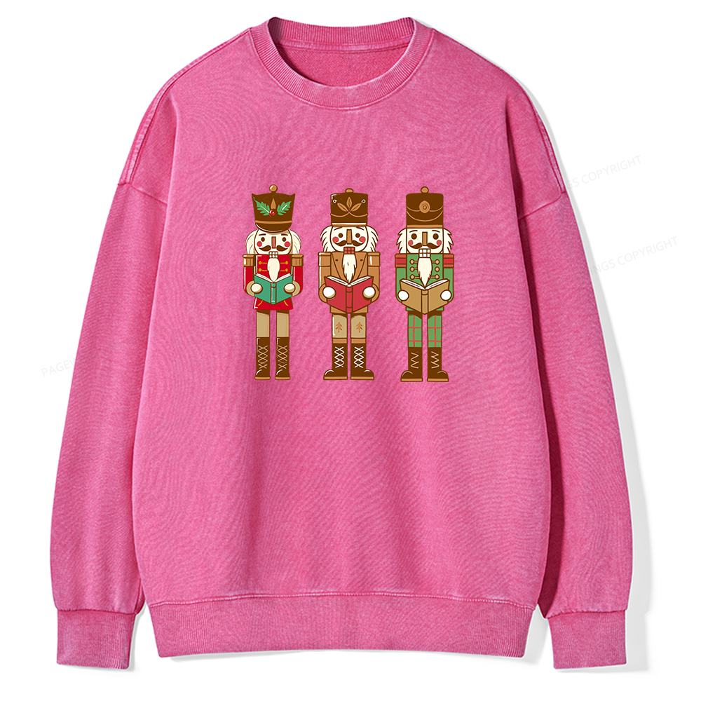 Pagewings Christmas Nutcracker Reading Books Unisex Washed Sweatshirt