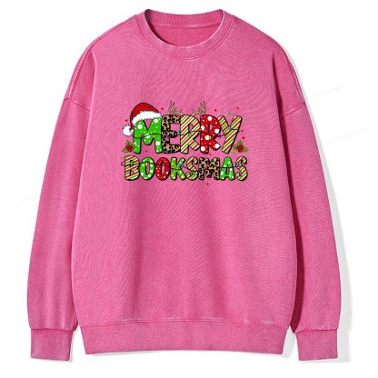 Pagewings Merry Booksmas Unisex Washed Sweatshirt
