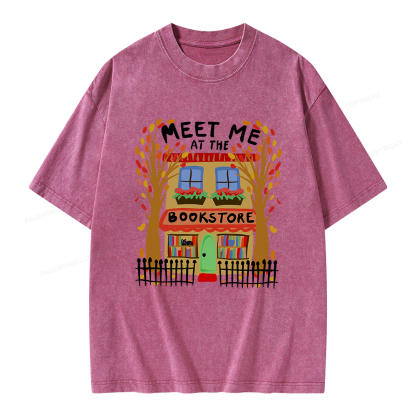 Pagewings Meet Me At The Bookstore Unisex Washed T-shirt