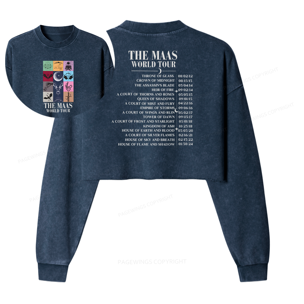 Pagewings World Tour Women Washed Crop Sweatshirt