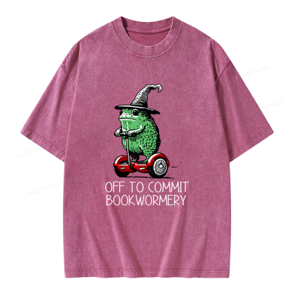 Pagewings Off To Commit Bookwormery Unisex Washed T-shirt