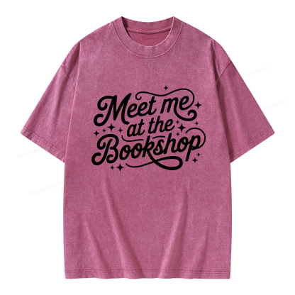 Pagewings Meet Me At The Bookshop Unisex Washed T-shirt