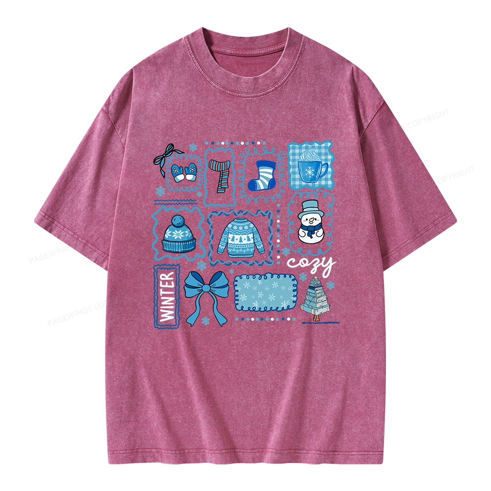 Pagewings Cozy Winter Unisex Washed T-shirt