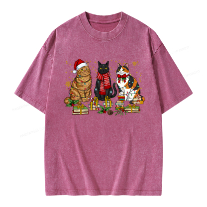 Pagewings Meowy Booksmas Unisex Washed T-shirt