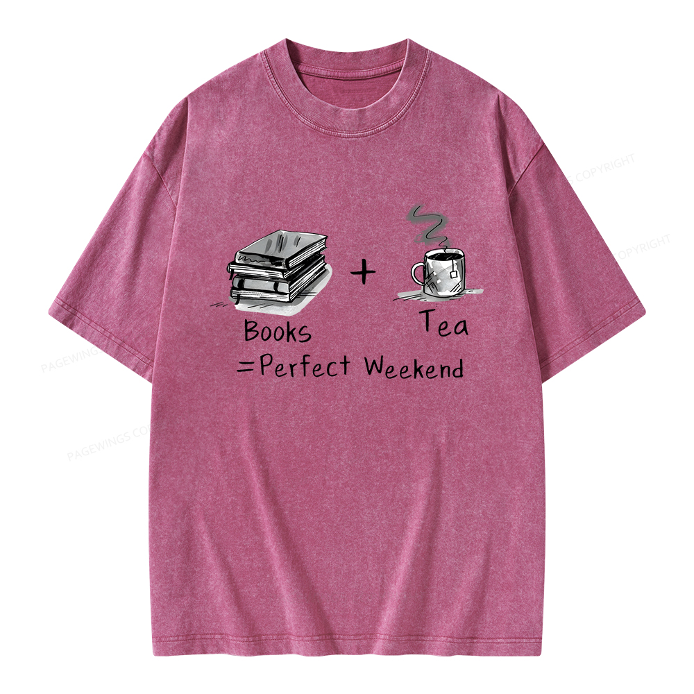 Pagewings Books Tea Perfect Weekend Unisex Washed T-shirt