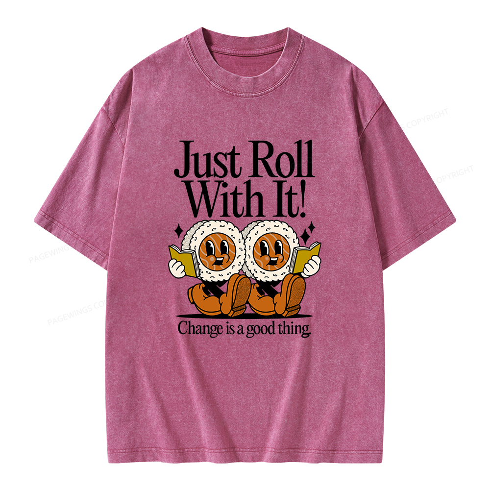 Pagewings Just Roll Into a Book Unisex Washed T-shirt