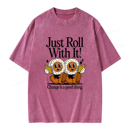 Pagewings Just Roll Into a Book Unisex Washed T-shirt