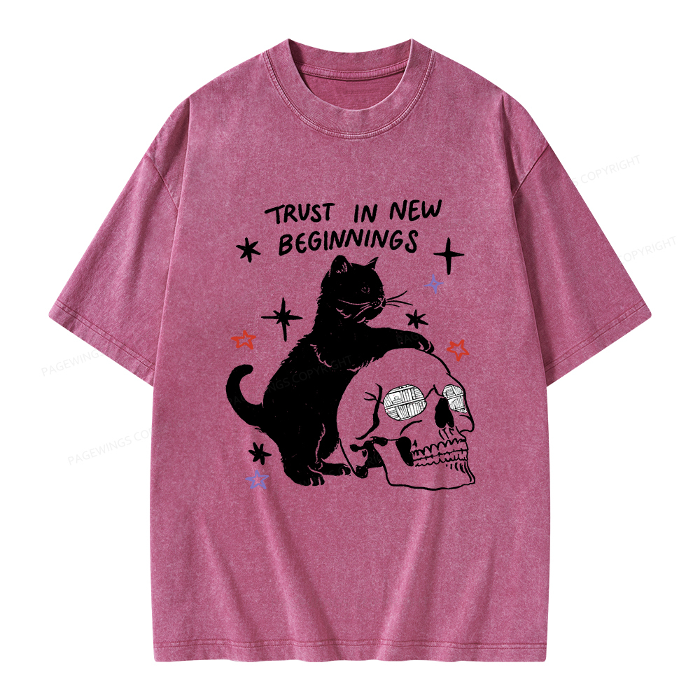 Pagewings Trust In New Beginnings Unisex Washed T-shirt