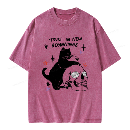 Pagewings Trust In New Beginnings Unisex Washed T-shirt