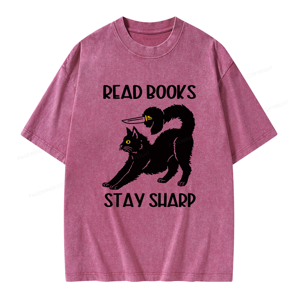 Pagewings Read Books Stay Sharp Unisex Washed T-shirt