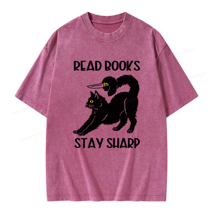 Pagewings Read Books Stay Sharp Unisex Washed T-shirt