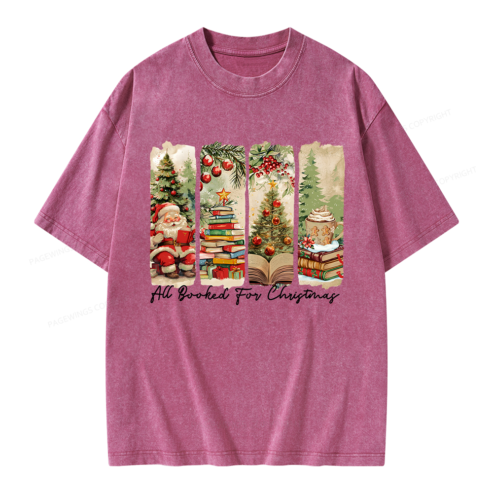 Pagewings All Booked for Christmas Unisex Washed T-shirt