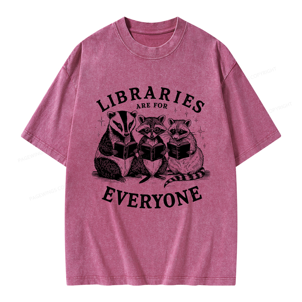 Pagewings Libraries Are For Everyone Unisex Washed T-shirt