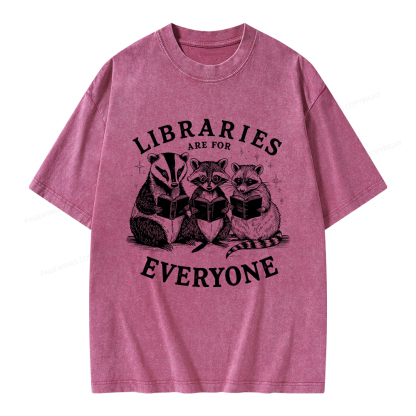 Pagewings Libraries Are For Everyone Unisex Washed T-shirt