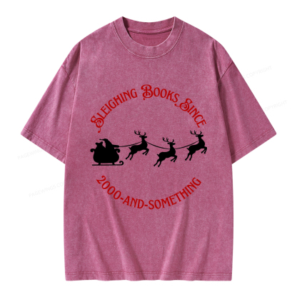 Pagewings Sleighing Books Since 2000-And-Something Unisex Washed T-shirt
