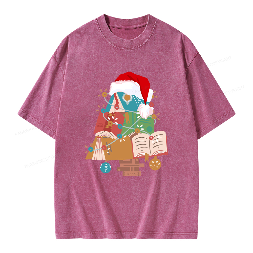 Pagewings Bookish Christmas Unisex Washed T-shirt