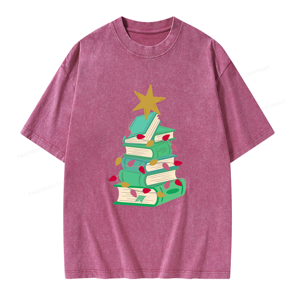 Pagewings Bookish Christmas Unisex Washed T-shirt