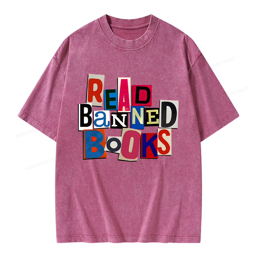 Pagewings Read Banned Books Unisex Washed T-shirt
