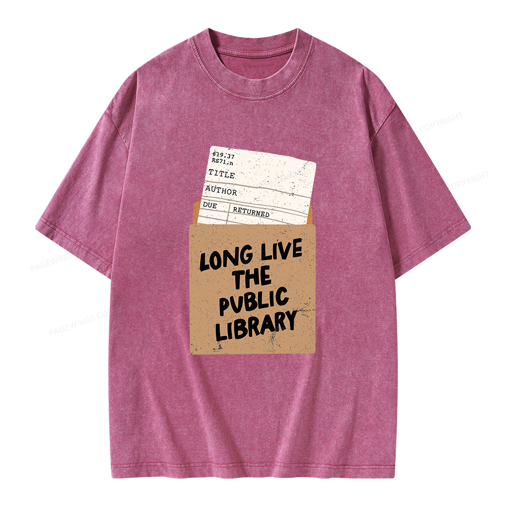 Pagewings Long Live The Public Library Unisex Washed T-shirt