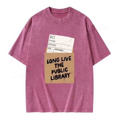 Pagewings Long Live The Public Library Unisex Washed T-shirt