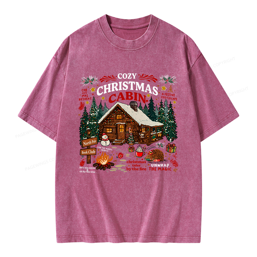 Pagewings Cozy Christmas Reading Unisex Washed T-shirt