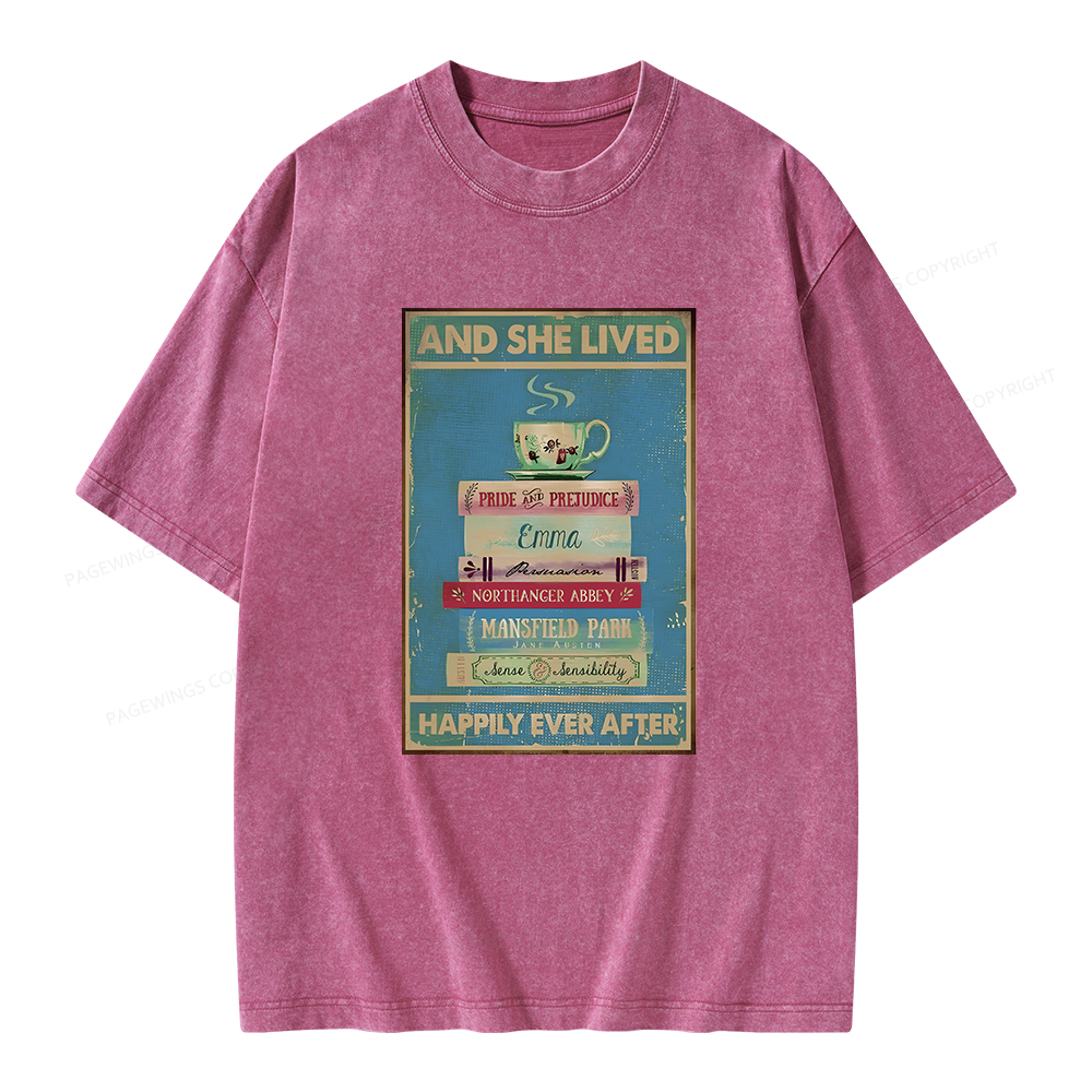 Pagewings And She Lived Happily Ever After Unisex Washed T-shirt