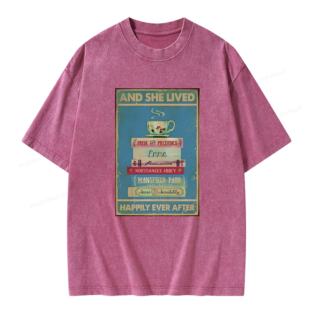Pagewings And She Lived Happily Ever After Unisex Washed T-shirt