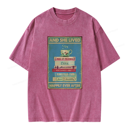 Pagewings And She Lived Happily Ever After Unisex Washed T-shirt