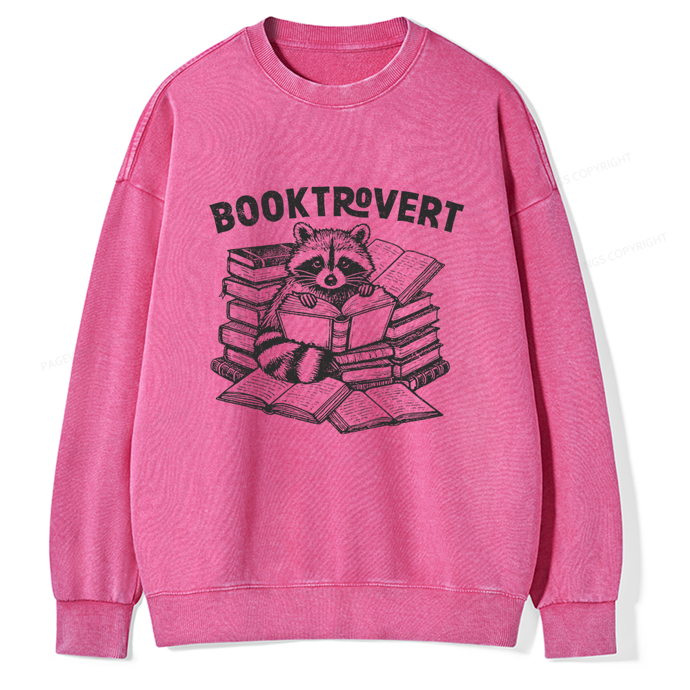 Pagewings  A Raccoon Reading Seriously Unisex Washed Sweatshirt