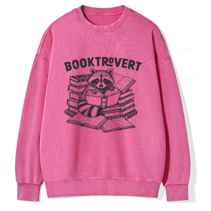 Pagewings  A Raccoon Reading Seriously Unisex Washed Sweatshirt