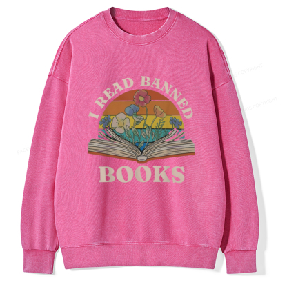 Pagewings I Read Banned Books Unisex Washed Sweatshirt